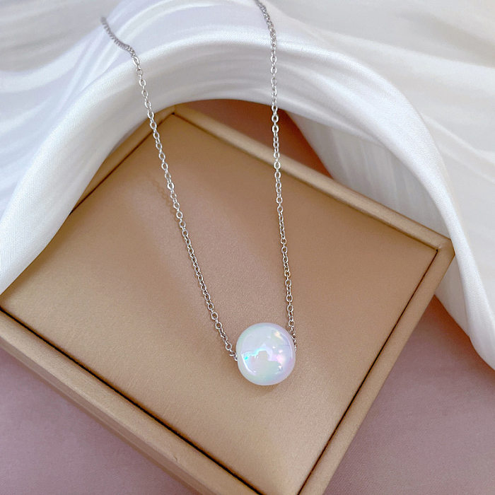Fashion Round Stainless Steel Copper Pearl Plating Necklace
