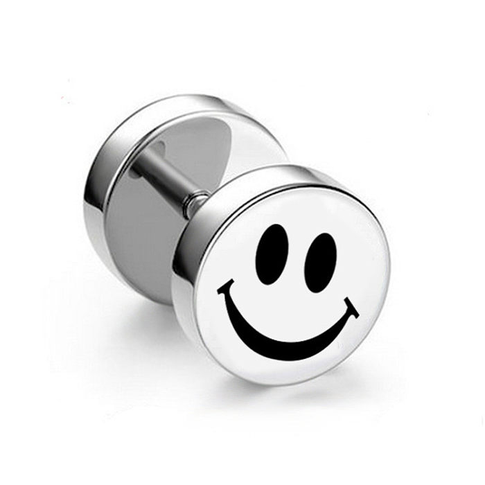 Modische Ohrstecker aus Edelstahl mit Smiley-Gesicht, Emaille-Edelstahl-Ohrringe, 1 Paar