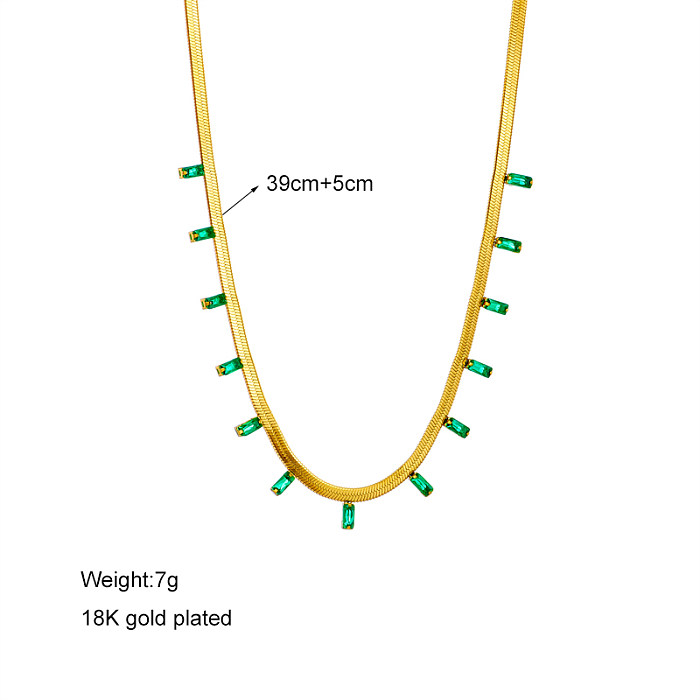 Simple Style Geometric Stainless Steel  Necklace Gold Plated Rhinestone Stainless Steel  Necklaces