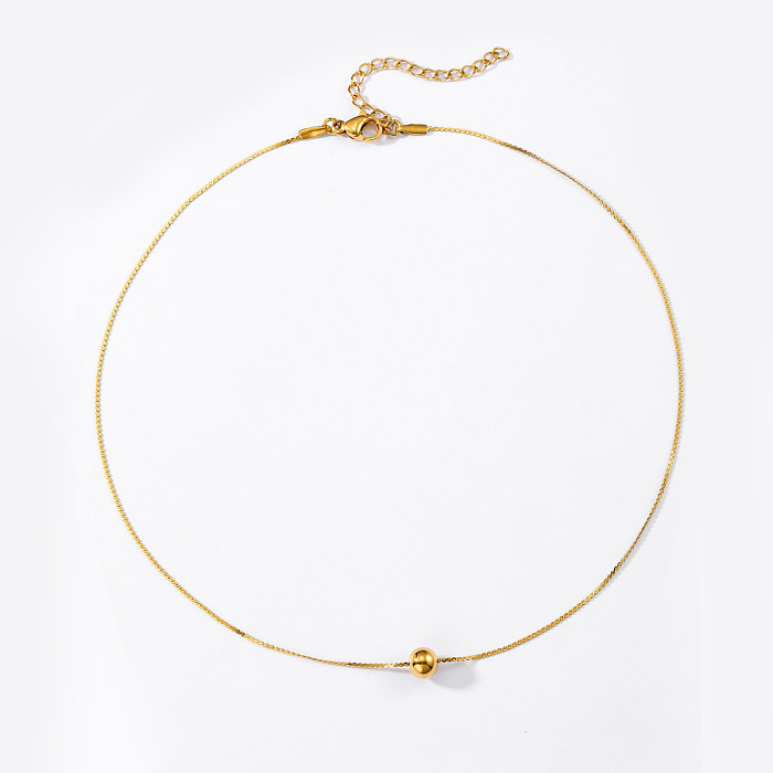 Venta al por mayor Collar chapado en oro de 1 quilates de acero inoxidable redondo de estilo simple de 18 pieza