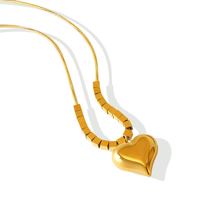 Fashion Minority Simple Heart-shaped Square Necklace Titanium Steel