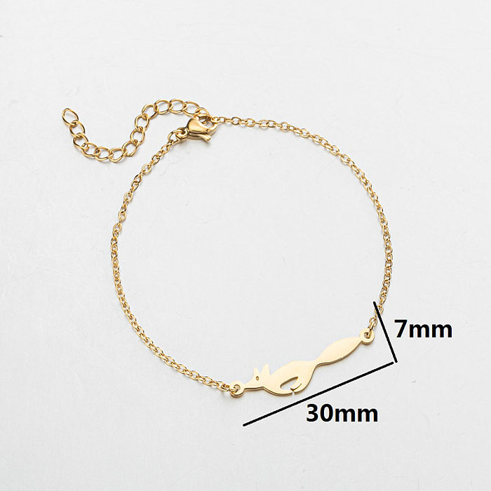 Cute Lady Letter Fox Horse Stainless Steel Plating Bracelets