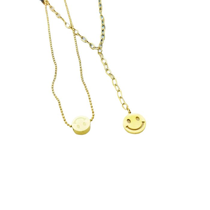 Casual Smiley Face Stainless Steel Plating Layered Necklaces