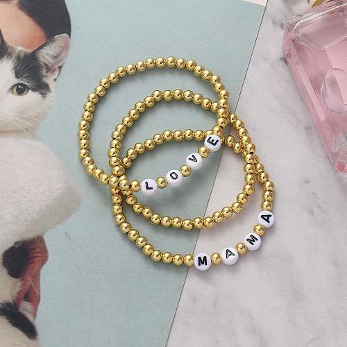 MAMA Letter Stainless Steel Beaded Bracelets