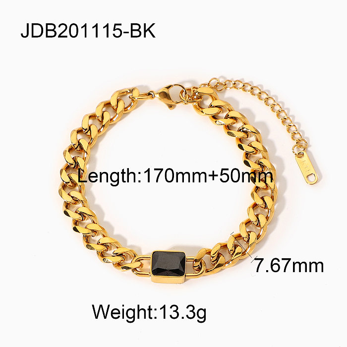 Rechteck farbiges Zirkon-Gold überzog Edelstahl-Armband Großhandelsschmucksachen