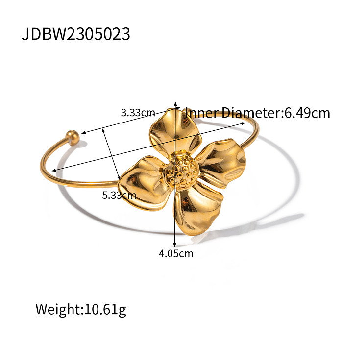 IG Style Flower Stainless Steel 18K Gold Plated Cuff Bracelets In Bulk