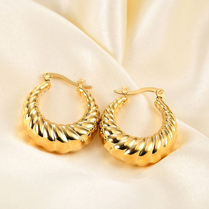 1 Pair Casual Simple Style U Shape The Answer Plating Stainless Steel  Stainless Steel 18K Gold Plated Earrings