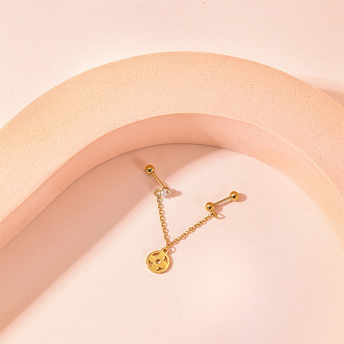 Brincos de cartilagem banhados a ouro 1K com zircônia de aço inoxidável com chapeamento redondo feminino, 14 peça