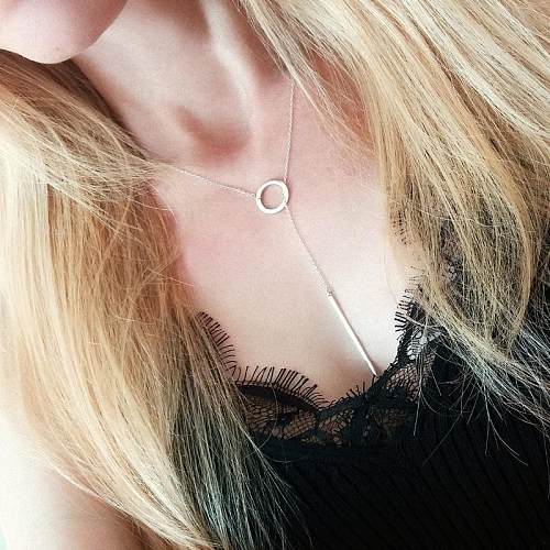 Stainless Steel  Clavicle Chain Geometric Round Short Necklace 316L Accessories