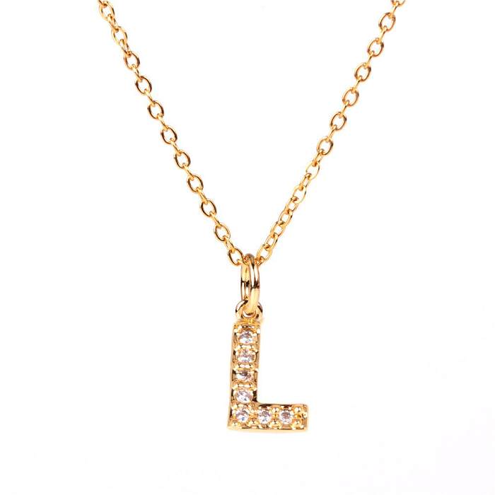 Nueva moda 26 alfabeto inglés colgante collar diamante clavícula cadena al por mayor