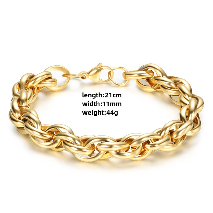 Hip-Hop Simple Style Solid Color Stainless Steel Bracelets In Bulk