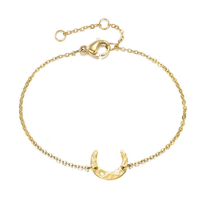 Nuevos accesorios, pulsera Simple de acero inoxidable creativa en forma de luna, pulsera de moda chapada en oro, joyería al por mayor