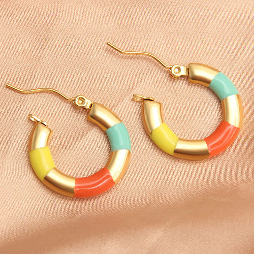 1 Paar IG Style Simple Style runde vergoldete Edelstahlohrringe