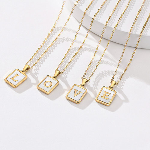 Collier pendentif en acier inoxydable avec lettres géométriques de Style moderne plaqué, colliers en acier inoxydable