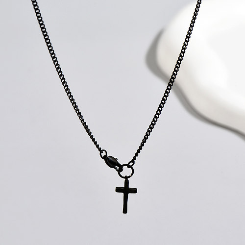 Lässige Kreuz-Anhänger-Halskette aus Edelstahl, 1 Stück