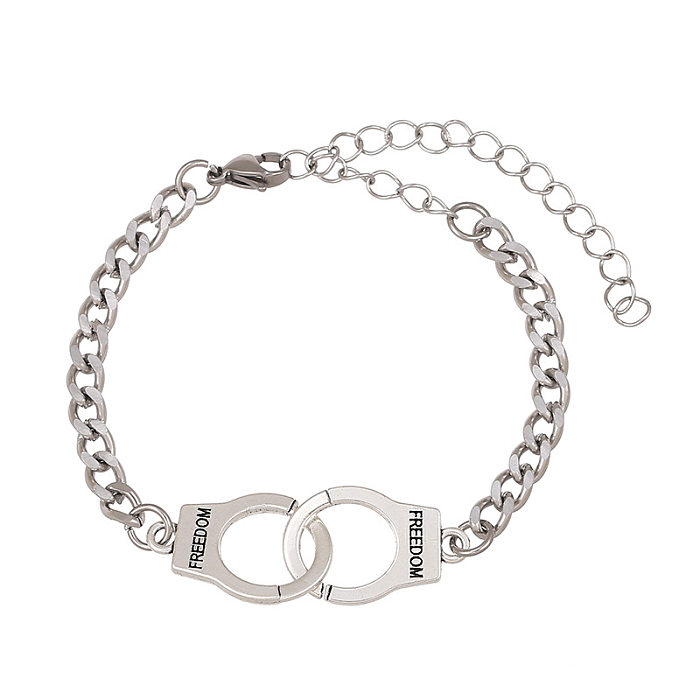 Fashion Pearl Chain Alloy Handcuffs Shape Bracelet Jewelry Wholesale jewelry