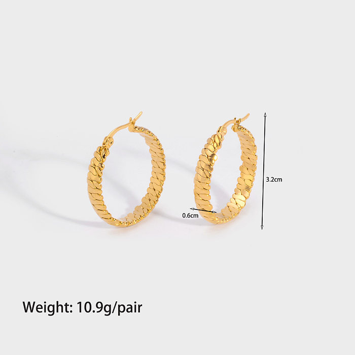 1 Pair Casual Hawaiian Modern Style Circle Plating Stainless Steel  18K Gold Plated Hoop Earrings
