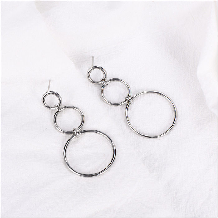 1 Paar schlichte, klassische Kreis-Ohrringe aus Edelstahl