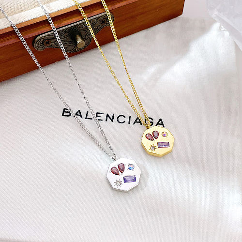 Casual Streetwear Geometric Stainless Steel Plating Inlay Zircon Pendant Necklace
