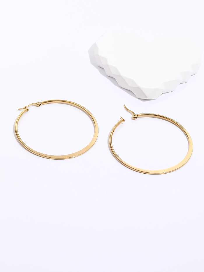 Fashion Creative Stainless Steel  Electroplating 18K Gold Large Circle Earrings