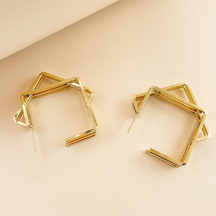Modische geometrische Edelstahl-Ohrringe, 1 Paar