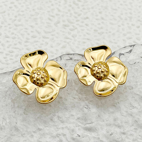 1 Piece Casual Elegant Sweet Sunflower Plating Stainless Steel  Gold Plated Ear Studs