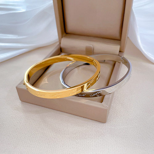 Wholesale Vintage Style Solid Color Titanium Steel Plating Gold Plated Bangle