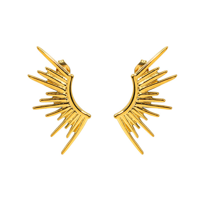 1 Pair Retro Bohemian Wings Plating Stainless Steel  18K Gold Plated Ear Studs