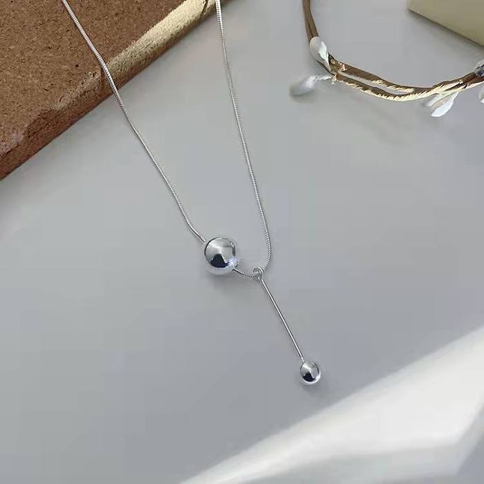 Wholesale Simple Style Ball Stainless Steel Pendant Necklace
