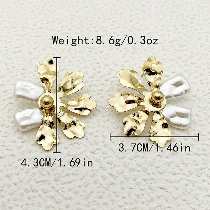 1 Pair Commute Flower Plating Stainless Steel  Gold Plated Ear Studs
