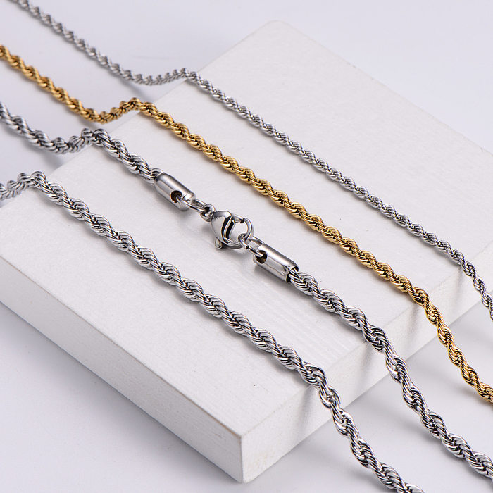 Modische geometrische Edelstahl-Twist-Kette-Halskette im Großhandel