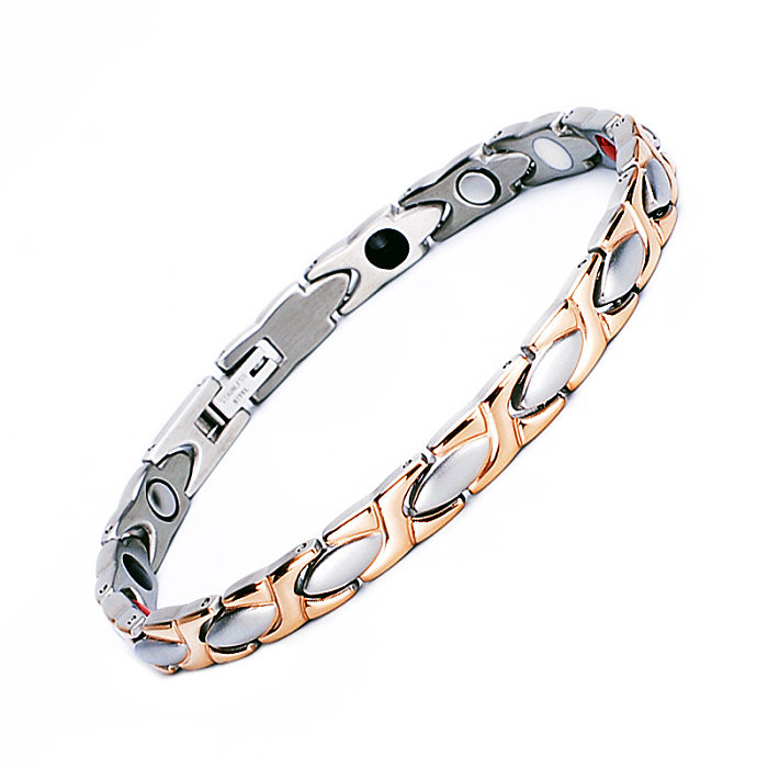 Bracelet en acier titane bloc de couleur de style classique