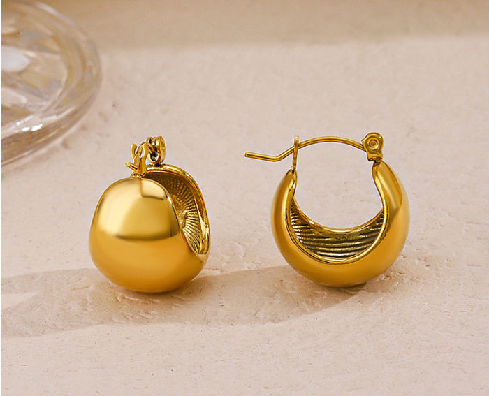 1 Paar schlichte Ohrringe im IG-Stil mit einfarbiger Beschichtung aus Edelstahl mit 18-Karat-Vergoldung