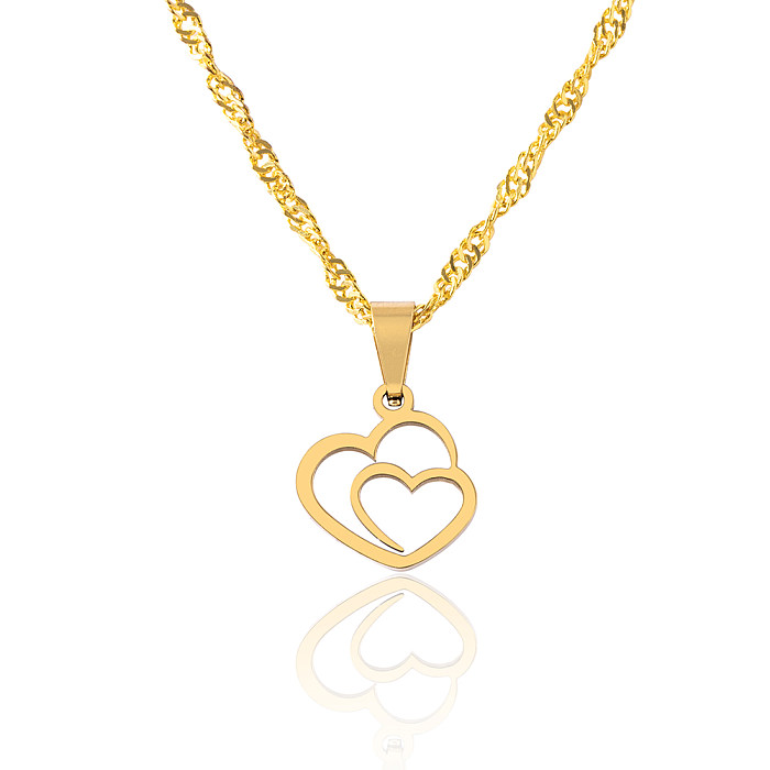 Romantic Heart Shape Stainless Steel  Pendant Necklace Plating No Inlaid Stainless Steel  Necklaces 1 Piece