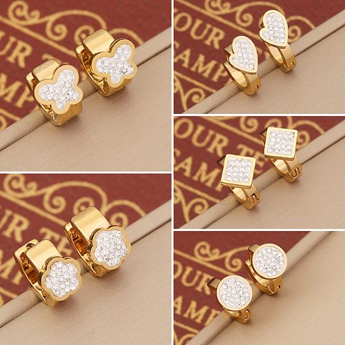 1 Pair Fashion Butterfly Stainless Steel  Plating Zircon Earrings
