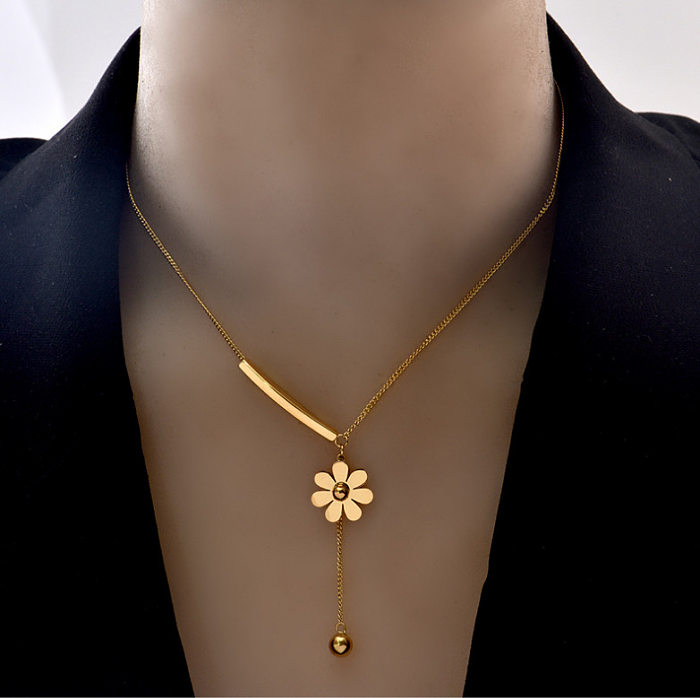 1 Piece Fashion Flower Stainless Steel Plating Pendant Necklace