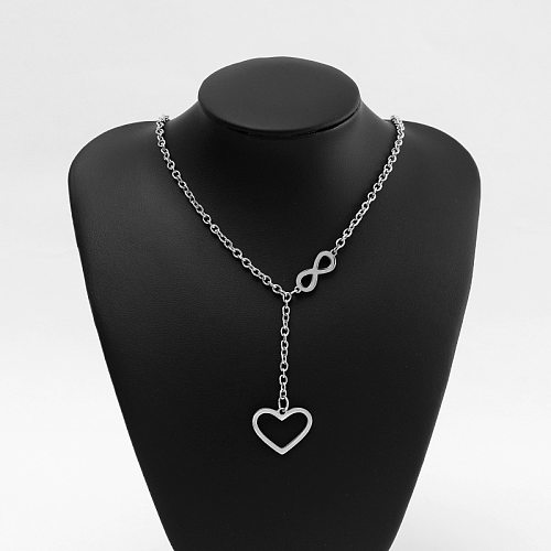 Collier avec pendentif en forme de cœur et numéro 8 en acier inoxydable, bijoux pour dames, vente en gros, nouvelle mode