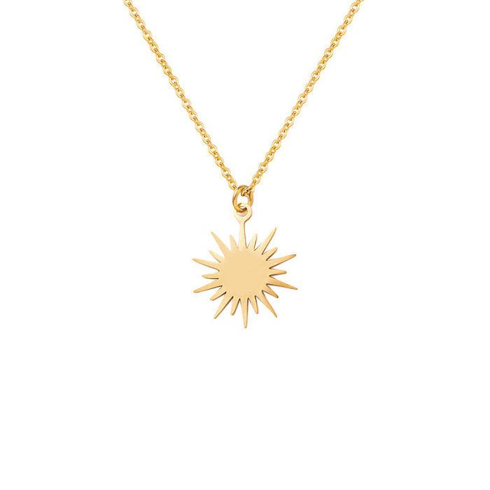 Pendentif étoile soleil à Six branches, chaîne de clavicule en acier inoxydable, collier plaqué or 14 carats
