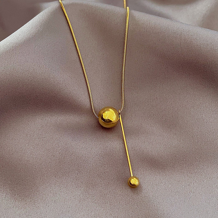 Einfache Halskette mit Kugel-Anhänger aus Edelstahl, 1 Stück