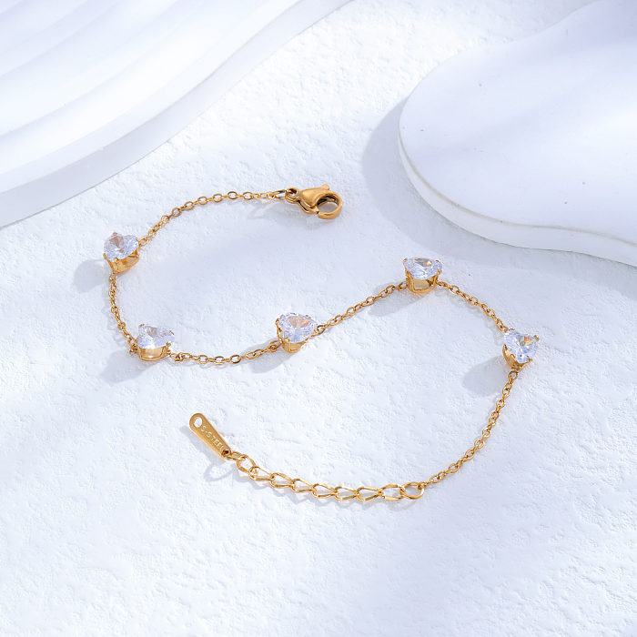 Bracelets plaqués or 24 carats avec incrustation de placage en acier et titane en forme de cœur artistique de style vintage