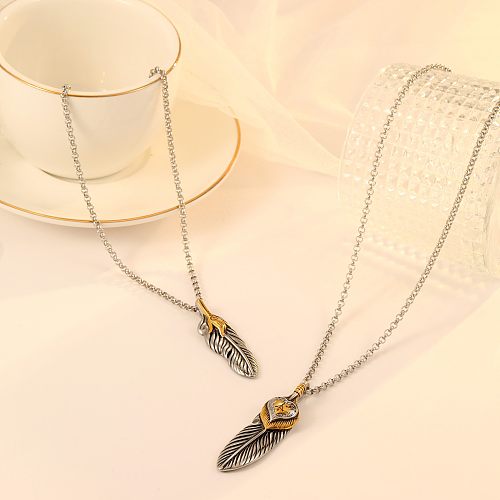 Hip-Hop Feather Stainless Steel  Plating Gold Plated Necklace Pendant