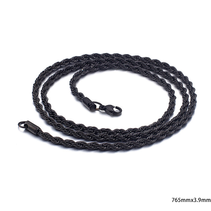 Collier à corde torsadée multi-tailles par galvanoplastie en acier inoxydable européen et américain, chaîne torsadée, vente en gros