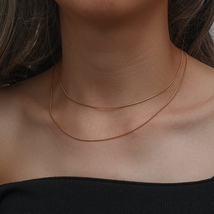 Fashion Solid Color Stainless Steel  Choker Plating Stainless Steel  Necklaces