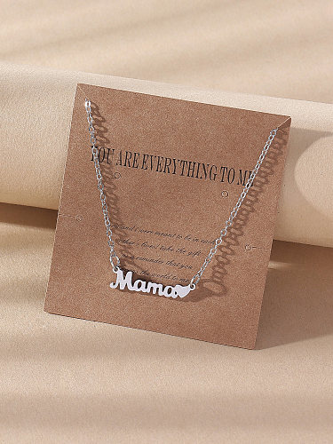 Collier plaqué acier inoxydable avec lettre MAMA à la mode, 1 pièce