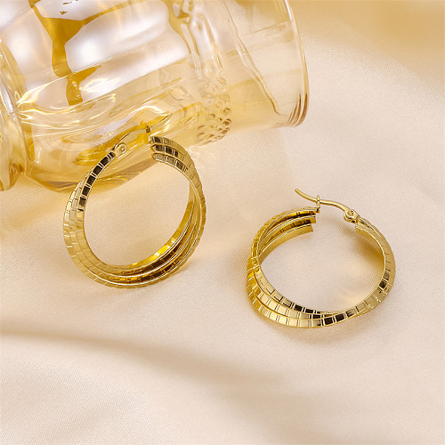1 Piece Hip-Hop Vintage Style Cool Style Geometric Plating Stainless Steel  18K Gold Plated Earrings
