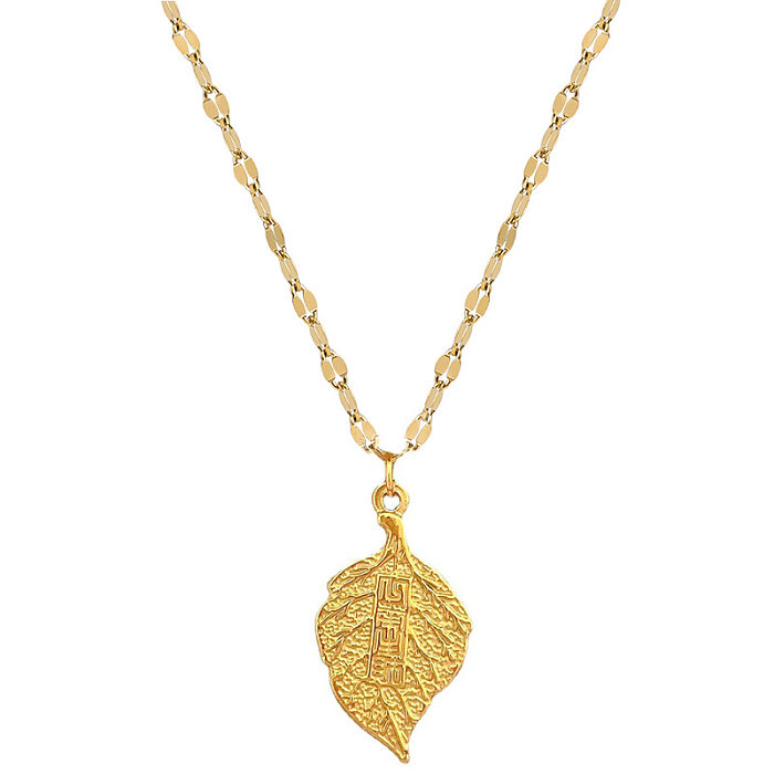 Wholesale Elegant Leaf Stainless Steel Pendant Necklace