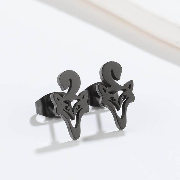 1 Pair Fashion Fox Lion Stainless Steel Plating Hollow Out Ear Studs