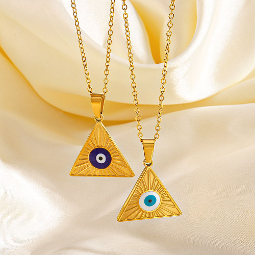 قلادة Streetwear Triangle Devil's Eye من الفولاذ المقاوم للصدأ مطلية بالذهب عيار 18 قيراط