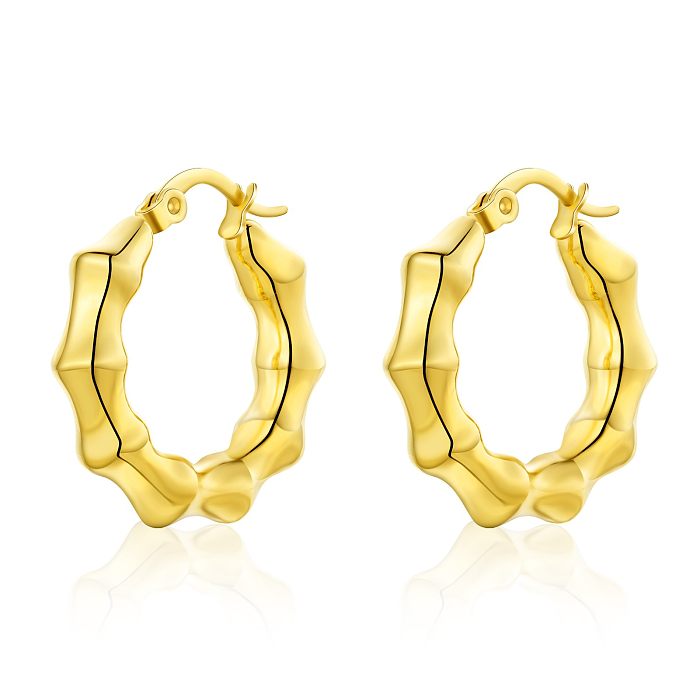 1 par de pendientes chapados en oro de acero inoxidable con revestimiento geométrico elegante y glamoroso