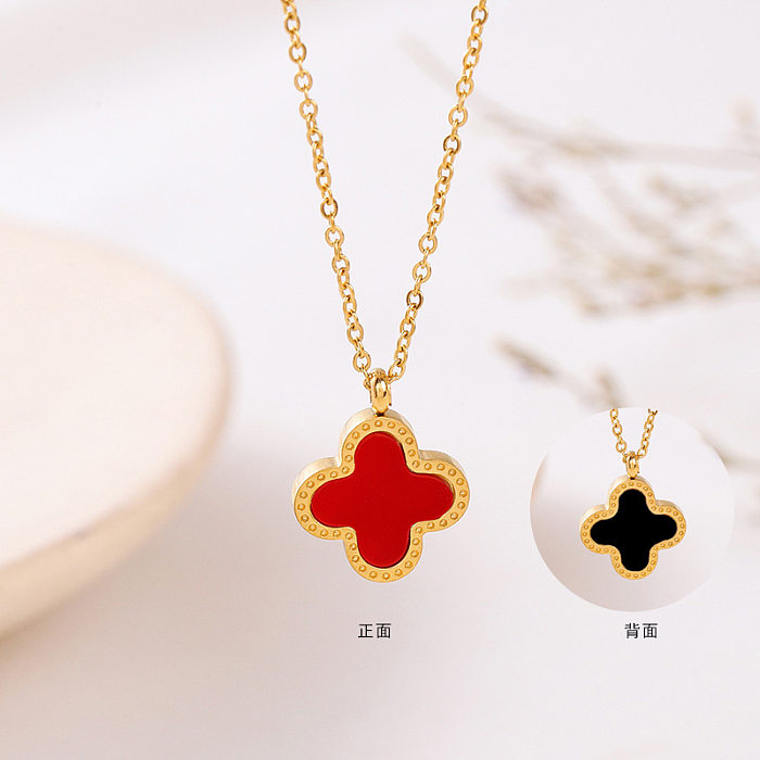 Fashion Bow Knot Stainless Steel Inlay Artificial Gemstones Pendant Necklace 1 Piece